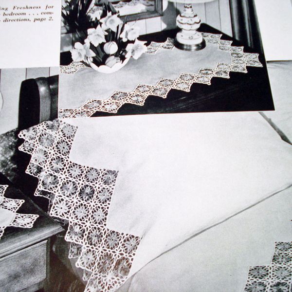 Linen Closet, Pillowcases, Bedspreads Lot 3 Crochet Pattern Booklets 1950s #5