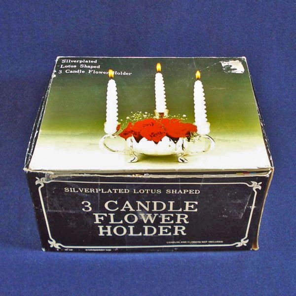 Silverplate Lotus Flower Bowl Candle Holder in Box Clearance #3