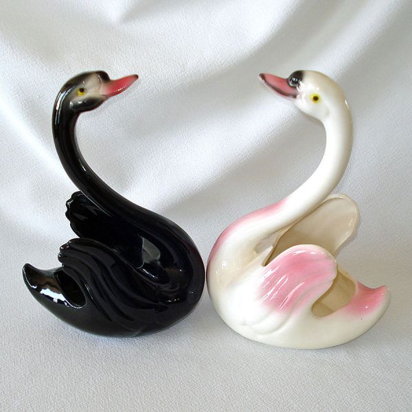 Maddux California Pair Swan Planter Figurines Clearance