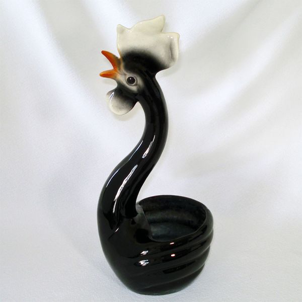 Maddux of California 1950s Black Rooster Figural Planter #2