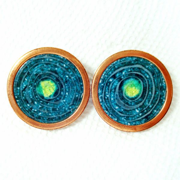 Matisse Copper Enameled Blue Green Gracelet Earrings