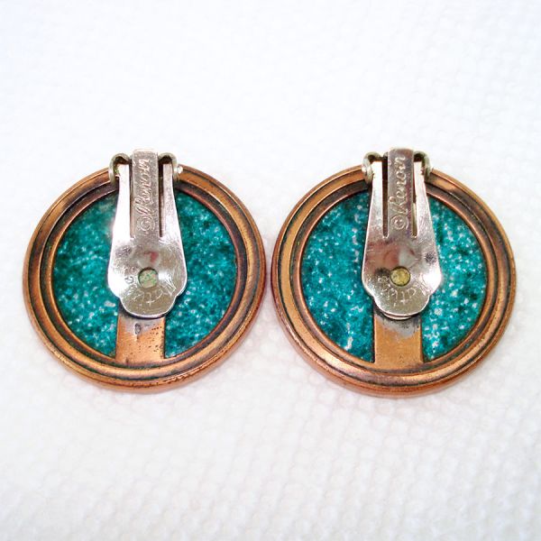 Matisse Copper Enameled Blue Green Gracelet Earrings #2