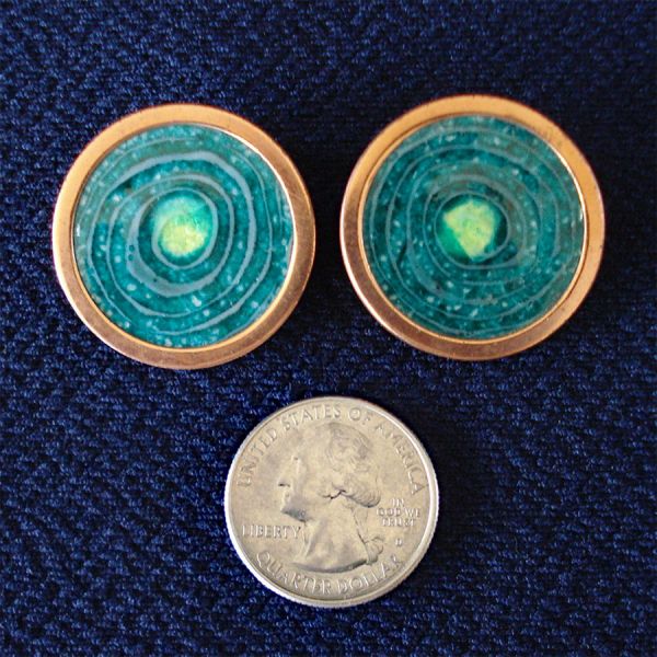 Matisse Copper Enameled Blue Green Gracelet Earrings #3