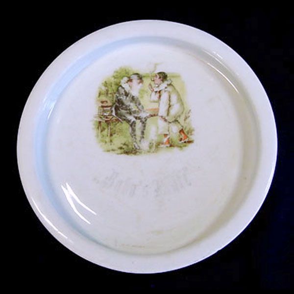 Bavarian Childs Baby Feeding Plate Naughty Pierrot Smoking Cigars Clearance