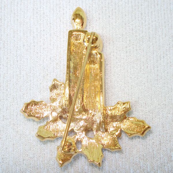 Monet Christmas Candles Rhinestones Brooch Pin on Card Clearance #3