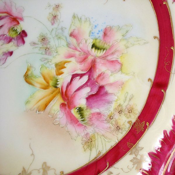 Hand Painted Orchids Porcelain Handled Cake Plate Clearance #2
