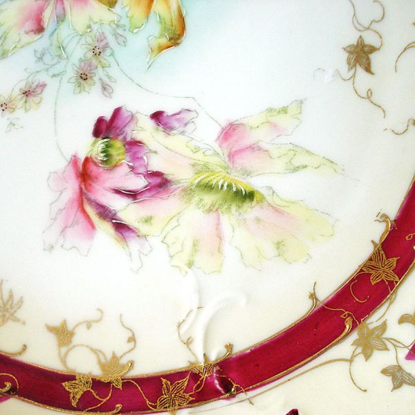 Hand Painted Orchids Porcelain Handled Cake Plate Clearance #3