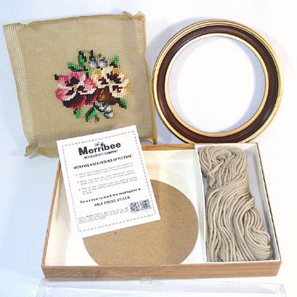 Pansies Boxed Round Framed Needlepoint Kit Clearance #2