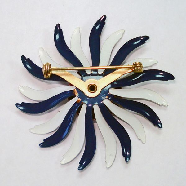 Red Blue White Enameled Flower Power Pin Brooch Clearance #2