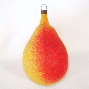 Antique Unsilvered Sugar Glitter Pear Glass Christmas Ornament Clearance