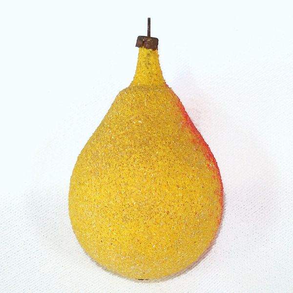 Antique Unsilvered Sugar Glitter Pear Glass Christmas Ornament Clearance #3