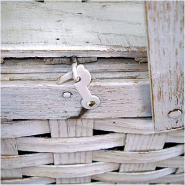 Whitewashed Woven Wood Picnic Basket Clearance #6