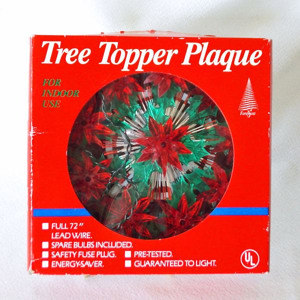 Poinsettias Holly Lighted Christmas Tree Topper #2