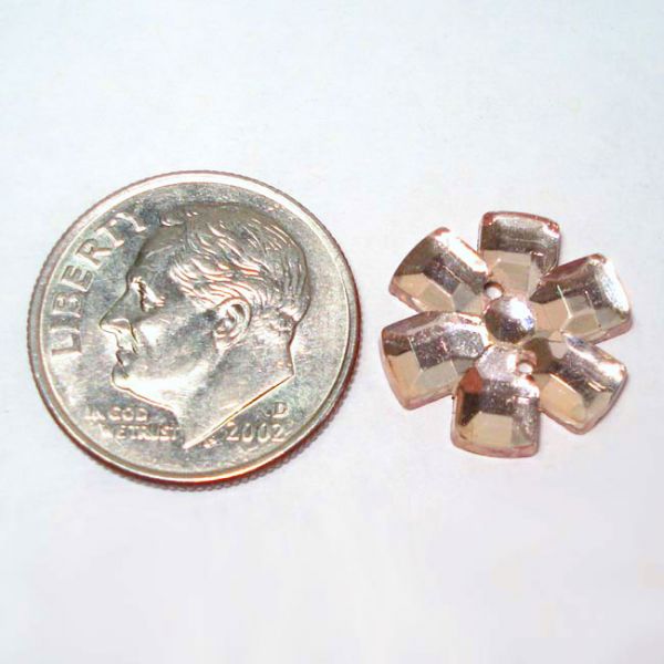 12 Pink Czech Glass Flower Buttons or Sew-On Jewels Clearance #2