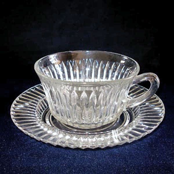 14 Pieces Hocking Queen Mary Crystal Plates, Cups, Saucers Clearance #2