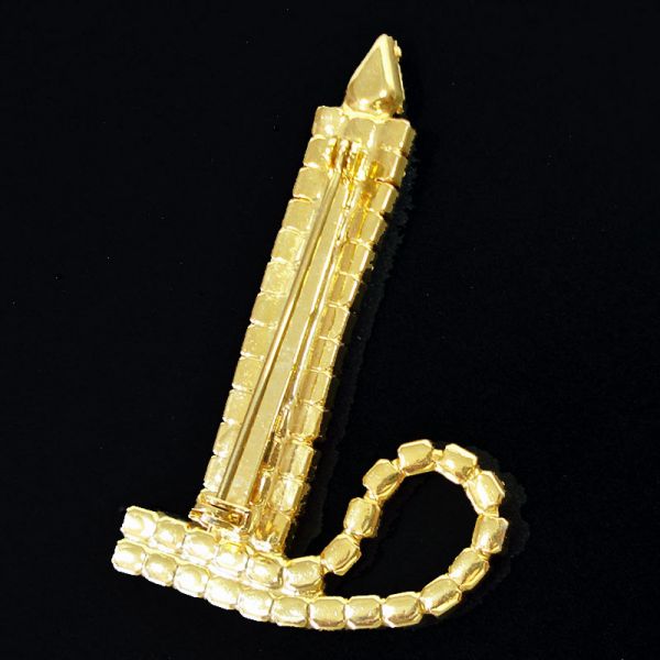 Full Rhinestone Christmas Candle Brooch Pin Clearance #2
