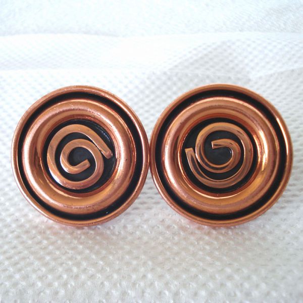Renoir Modernist Spiral Coils Solid Copper Cufflinks Clearance