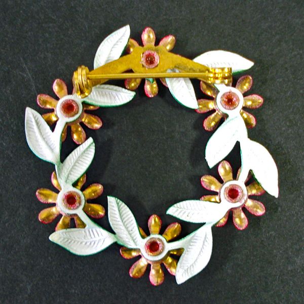 Enamel Red Green Flower Wreath Brooch Pin Clearance #3