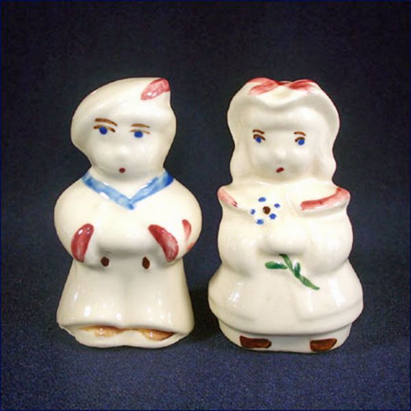 Shawnee Boy Blue and Bo Peep Salt and Pepper Shakers With Label Clearance