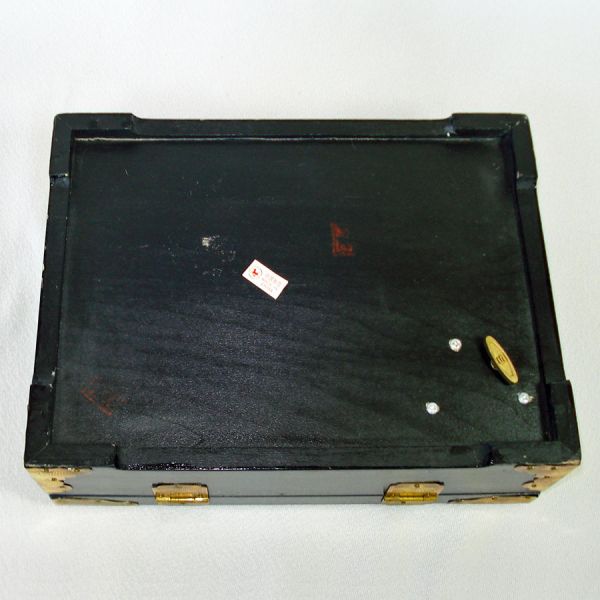 Chinese Lacquered Jewelry Box Soapstone Flower Decoration #6
