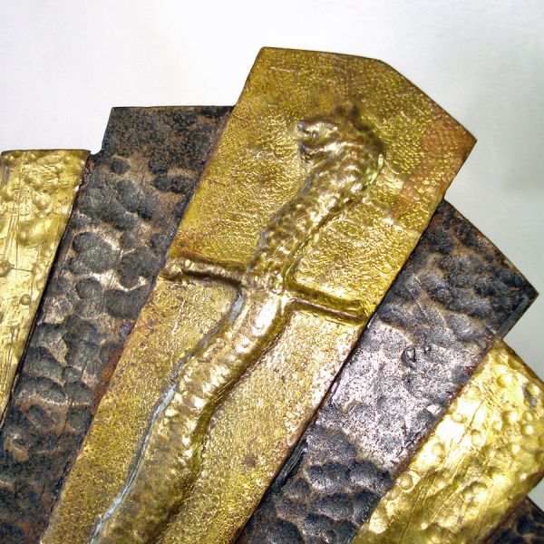 Art Deco Hammered Metal Snake Sword Bookends #2