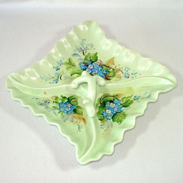 Hand Painted Forget Me Nots Divided Pottery Tray Dish Clearance #2