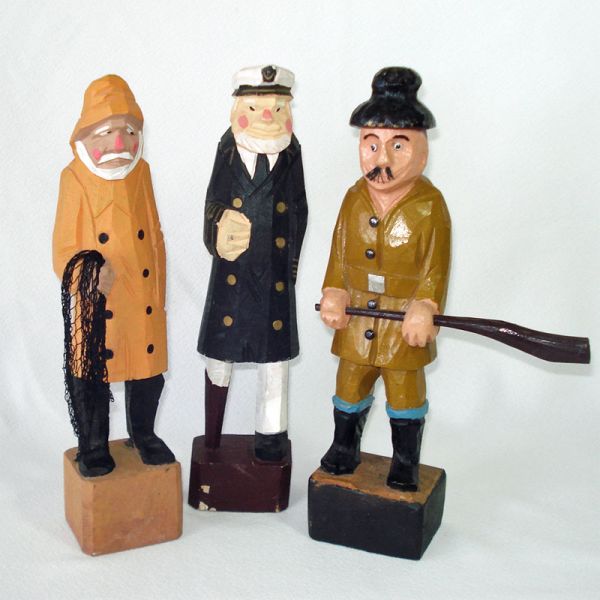 Folk Art Carved Wood Longshoreman With Club Figure Clearance #4