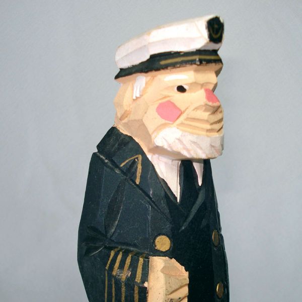 Folk Art Carved Wood Sea Captain Figure Wooden Leg Clearance #5