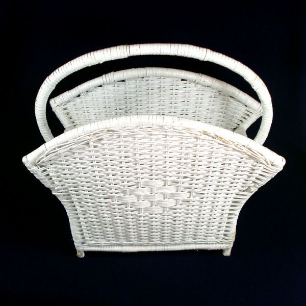 White Wicker Magazine Rack Clearance