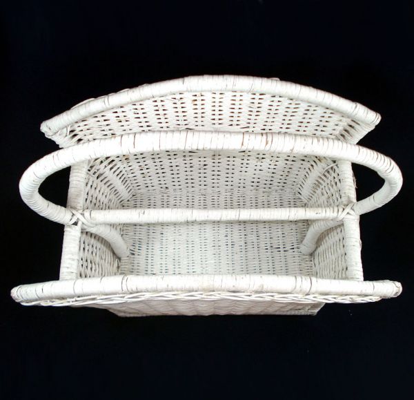 White Wicker Magazine Rack Clearance #2