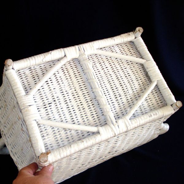 White Wicker Magazine Rack Clearance #3